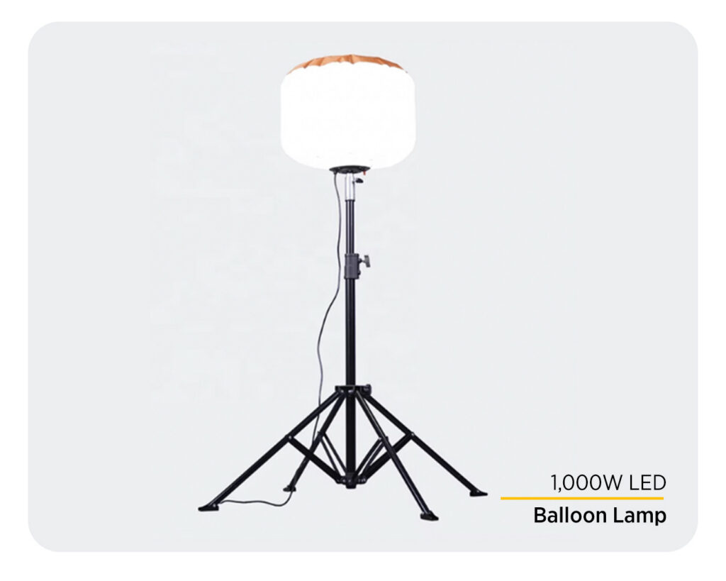 A balloon lamp, pictured, is a good portable lighting solution for a small indoor worksite.