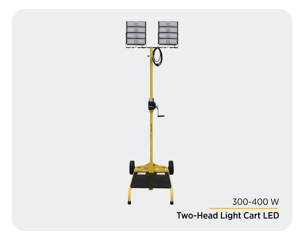 A light cart, pictured, is a good portable lighting solution for a small indoor worksite.