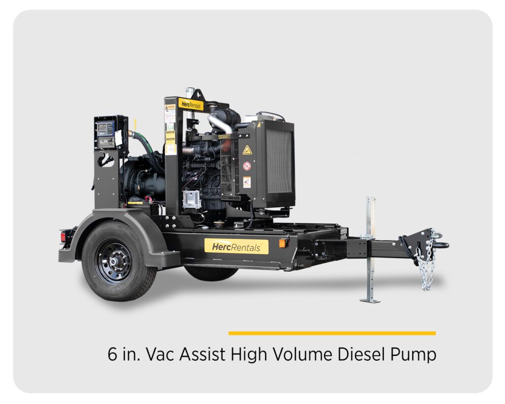 Consider a vacuum assisted high volume diesel pump like the one pictured here when preparing for hurricanes. Renting a pump or other water diversion equipment will help remove water fast.