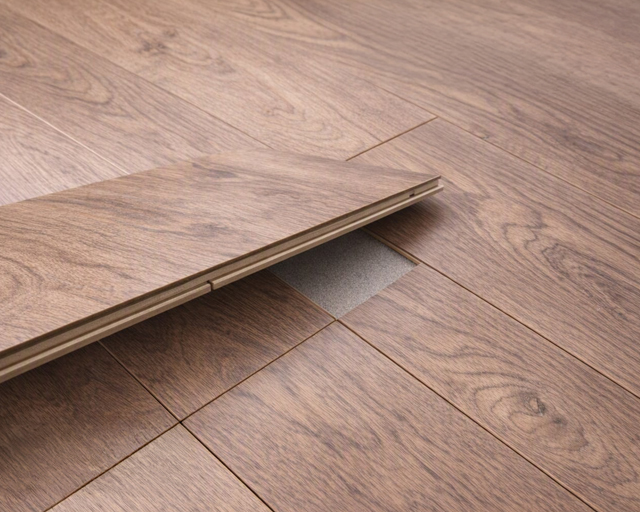 A piece of laminate is pictured during the flooring removal process.