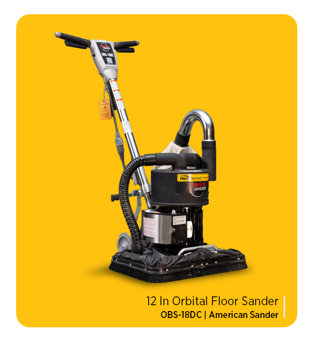 An orbital floor sander, pictured, helps remove the top layer of wood during flooring restoration of hardwood floors.