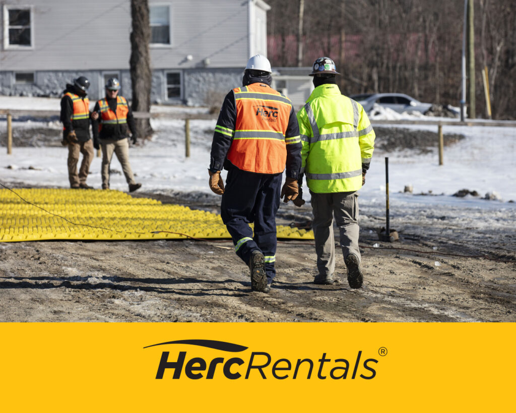 Workers wear proper personal protective equipment (PPE) for winter, including warm and protective footwear, hats, facemasks and gloves. 