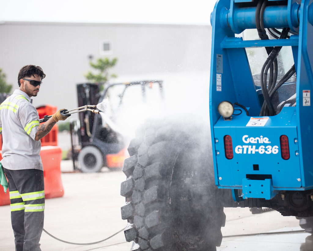 Cleaning equipment of salt and other debris is a critical step in winter equipment maintenance.