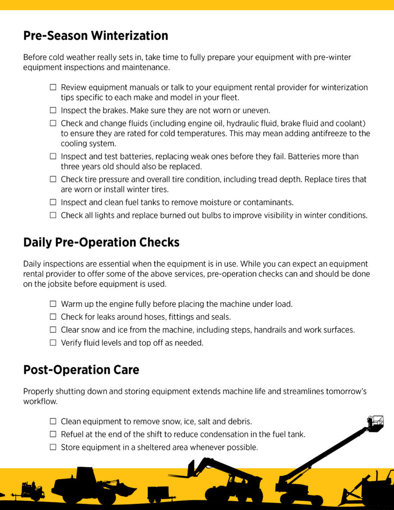 Download and save this winter equipment maintenance checklist.
