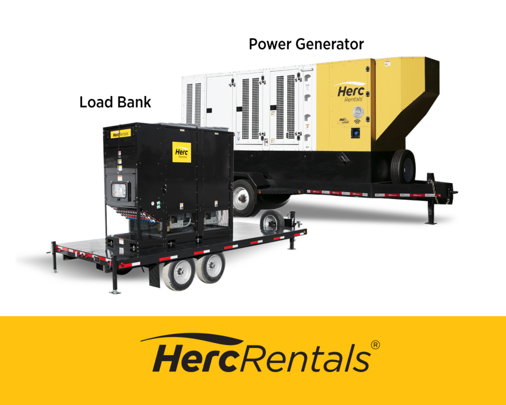 A load bank and a power generator are pictured together for comparison.