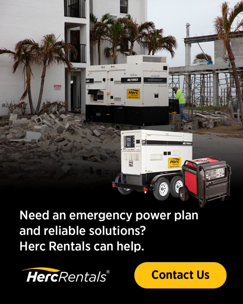 If you need an emergency power plan and source of energy, contact the power generation experts at Herc Rentals at www.HercRentals.com.