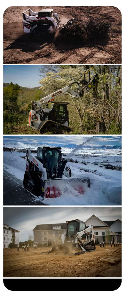 To get a track loader unstuck, you can use several methods. Pictured are images of track loaders on jobsites.