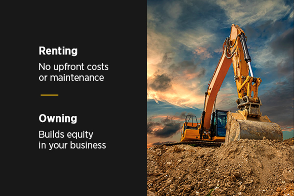 Renting a backhoe means no upfront costs or maintenance. Owning a backhoe allows you to build equity in your business.