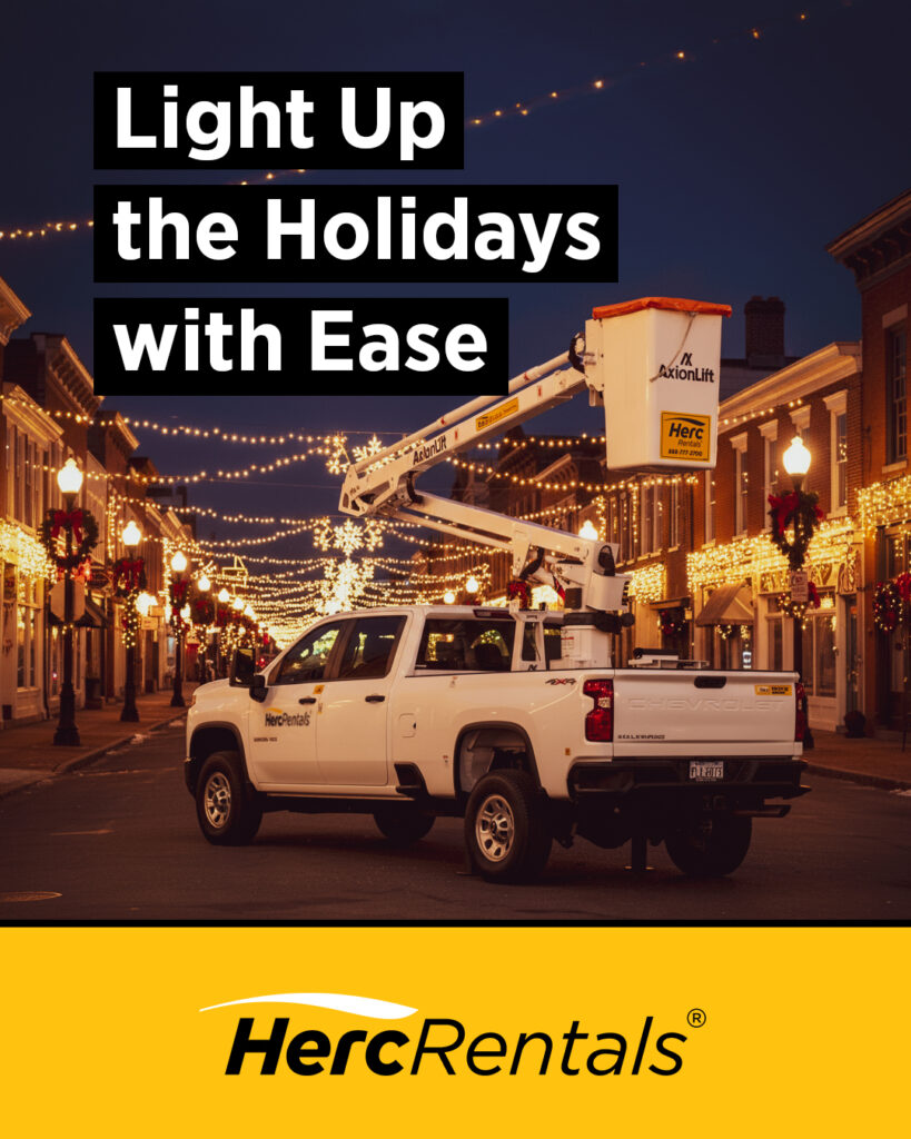 Learn how to safely decorate for the holidays with a bucket truck rental from Herc Rentals.