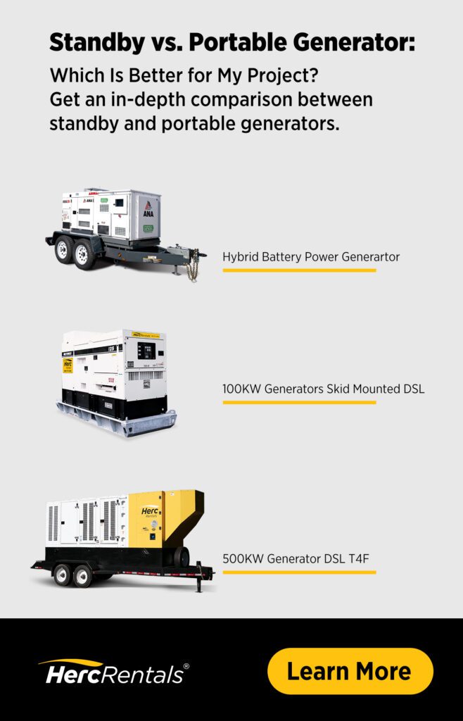 Wondering the differences between standby or portable generators? We've got the information you need to choose the best temporary construction generators.