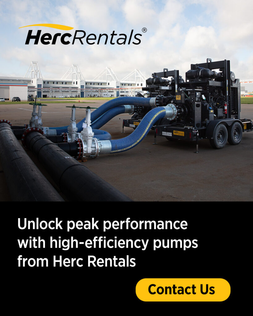 When planning a sewer bypass, contact Herc Rentals for pumps at HercRentals.com.