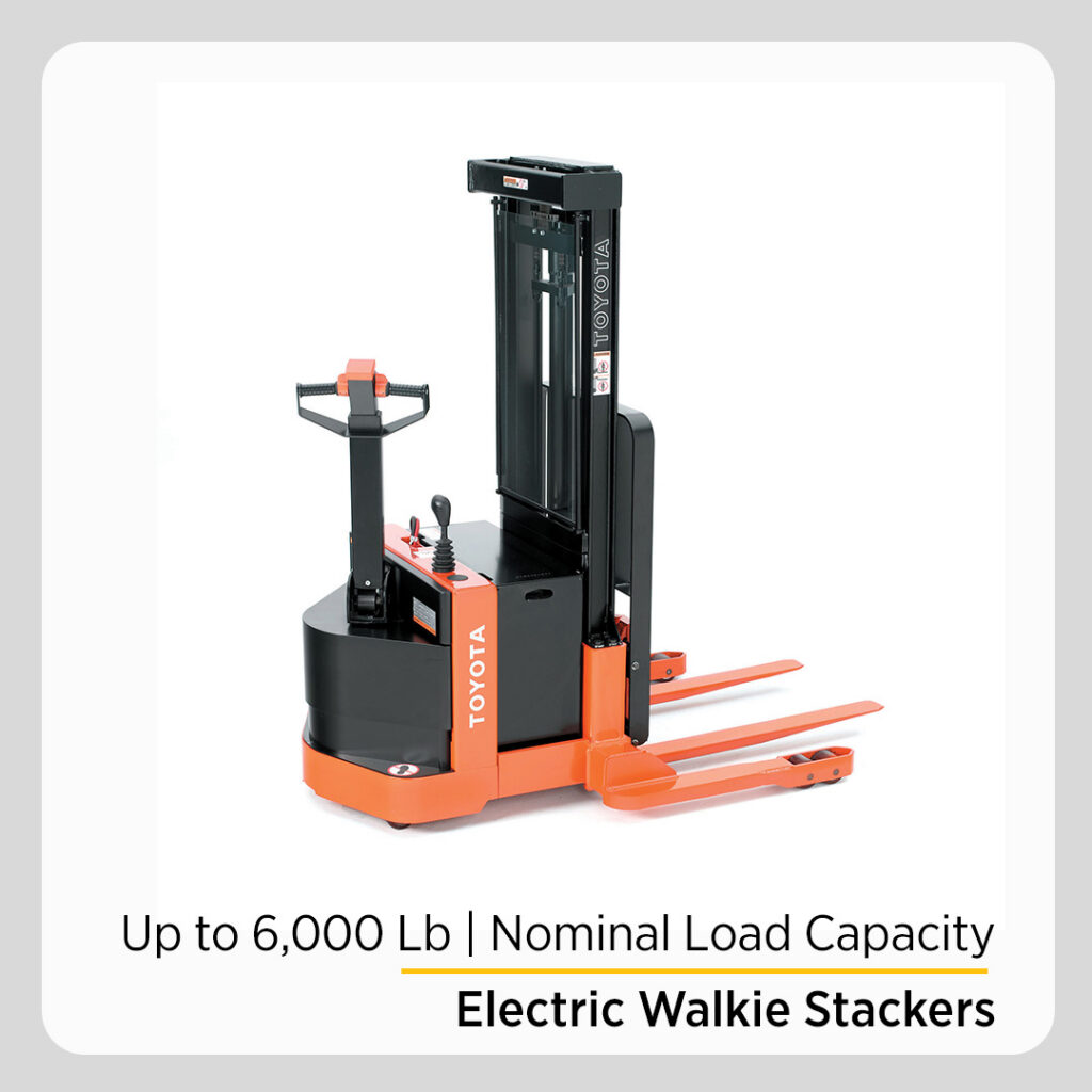 If considering how to choose the best pallet jack, know that an electric walkie stacker can lift loads much higher than standard pallet jacks. 