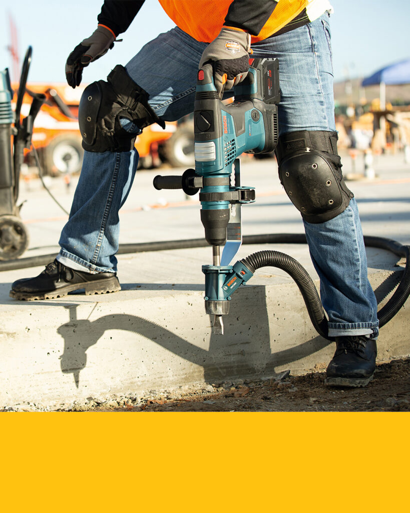 A worker shows how to operate ergonomic power tools that reduce vibration to the employee's joints. 