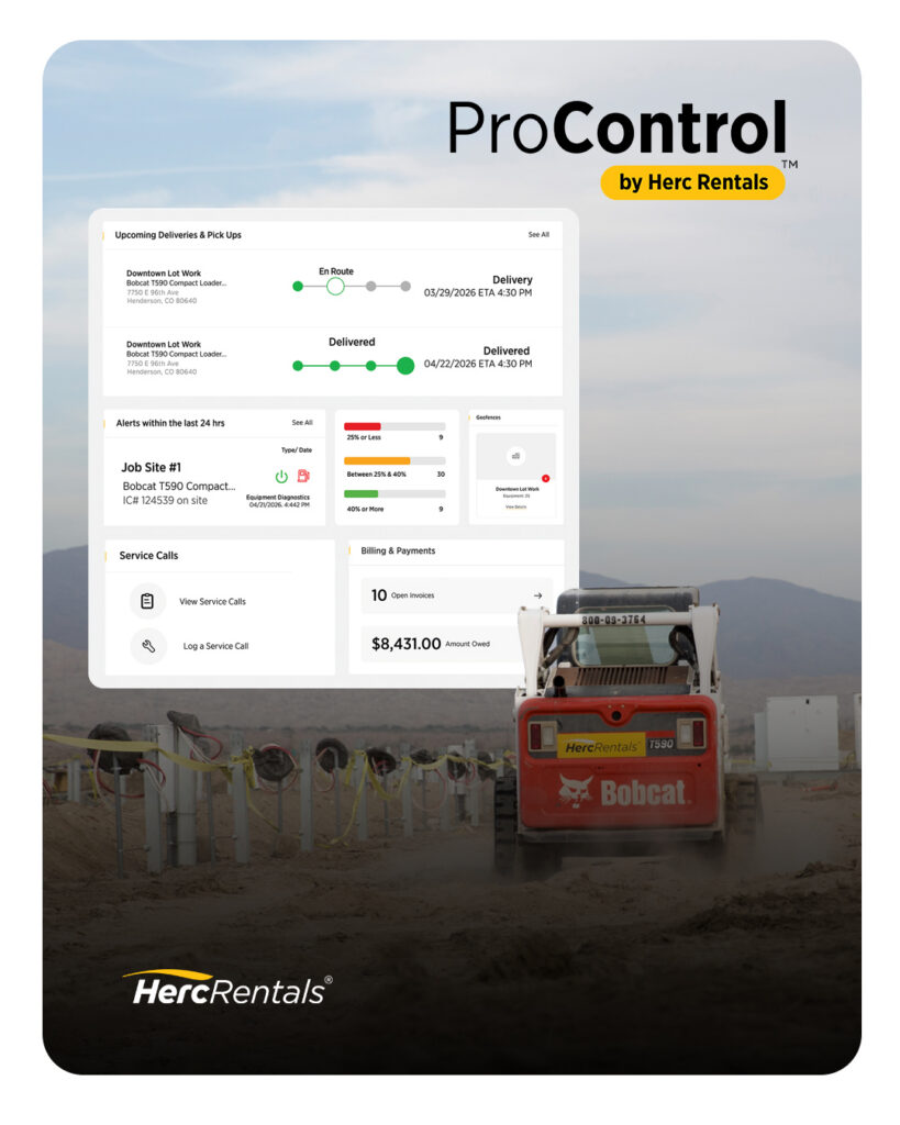 If you're looking for tools that help improve rental equipment management, ProControl by Herc Rentals is an industry-leading app.