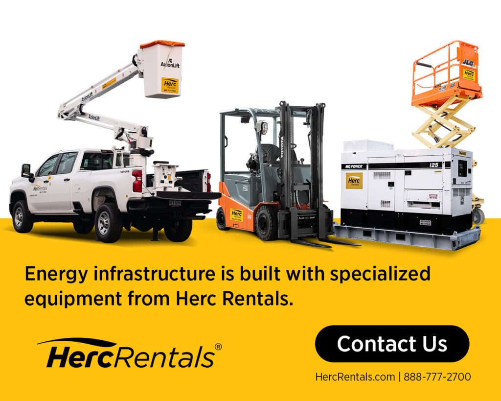 Energy infrastructure is built with specialized equipment from Herc Rentals. Contact us at www.HercRentals.com.