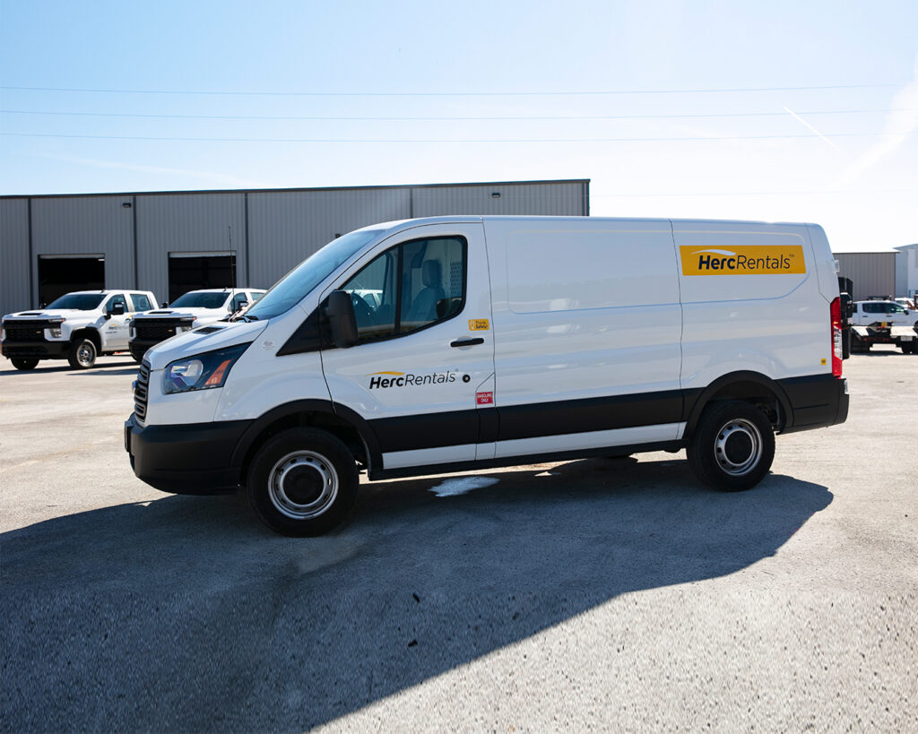A cargo van from Herc Rentals, pictured, has plenty of work van rental uses including acted as a mobile work station.