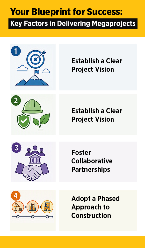 An infographic details the blueprint for success on construction megaprojects. 