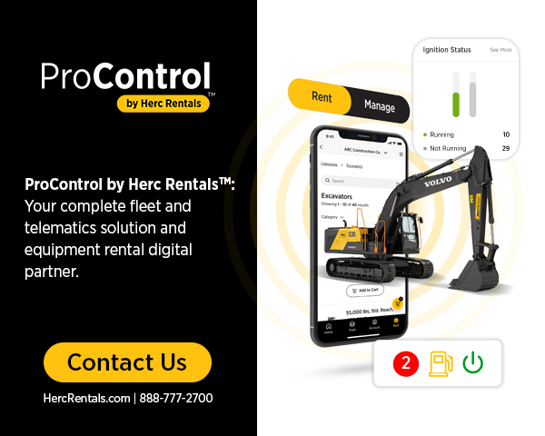 ProControl, Herc Rentals' industry-leading digital platform, allows customers to rent equipment through all stages of construction all while seeing analytics on equipment and fuel usage. 